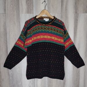 Jessica Roberts Womens Vintage Knit Sweater Colorful 80s 90s Retro‎ Grandpacore